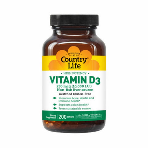 Country Life, Vitamin D3, 250 mcg, 200 Softgels