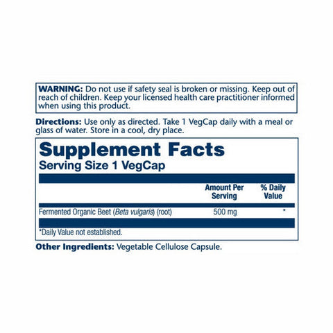 Solaray, Organically Grown Fermented Beet Root, 500 mg, 100 Veg Caps Solaray