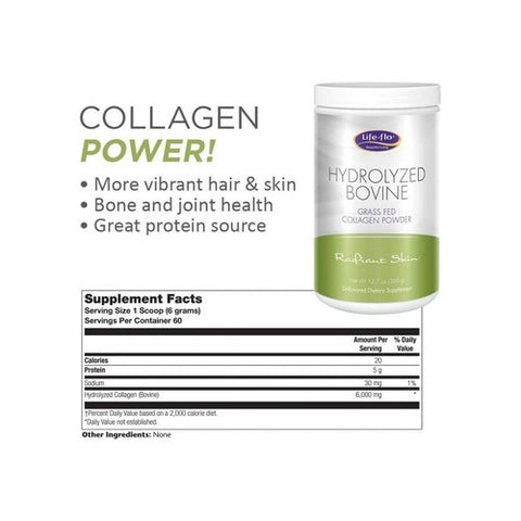 Life-Flo, Hydrolyzed Bovine Collagen Powder Unflavored, 12.7 Oz