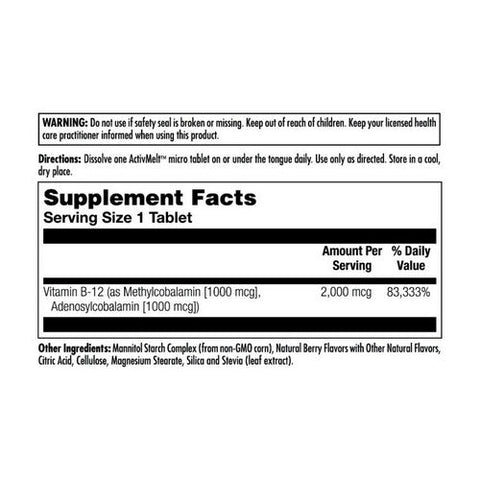 Kal, B-12 Methylcobalamin And Adenosylcobalamin Mixed Berry, 2000 Mcg, 60 Count Kal