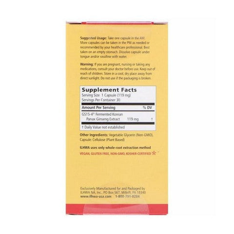 Il Hwa Korean Ginseng, Enzyme Fermented Ginseng Liquid Capsules, 30 Cap Il Hwa Korean Ginseng
