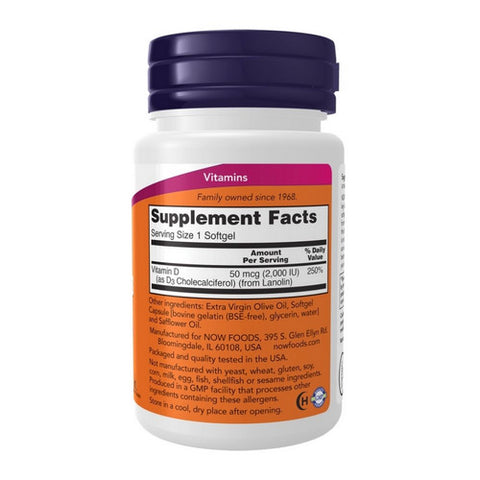 Now Foods, Vitamin D-3, 2000 IU, 30 Softgels