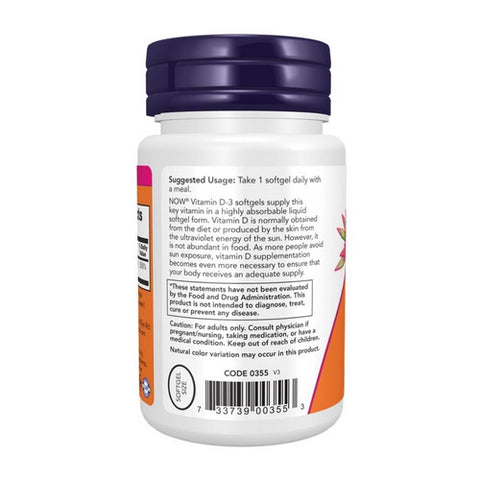 Now Foods, Vitamin D-3, 2000 IU, 30 Softgels