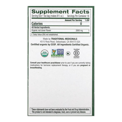 Traditional Medicinals, Organic Tea Red Clover, 16 Bags