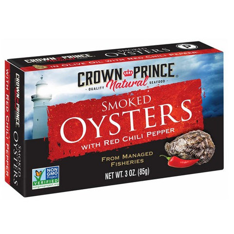 Crown Prince, Smoked Oysters Chilli Pepper, 3 Oz(Case Of 18)