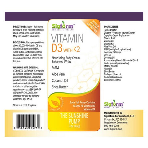 Sigform, Vitamin D3 & K2 Cream, 3 Oz