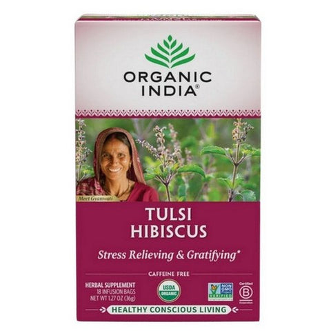 Organic India, Organic Tulsi Hibiscus Tea, 18 Count
