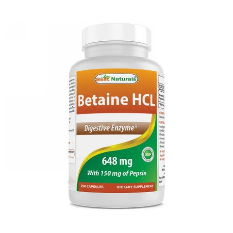Best Naturals, Betaine HCL, 648 Mg, 250 Caps