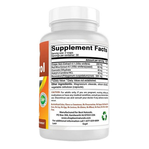 Best Naturals, Resveratrol, 500 mg, 60 Caps