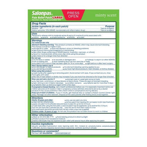 Salonpas, Pain Relief Patches Large, 9 Count Salonpas