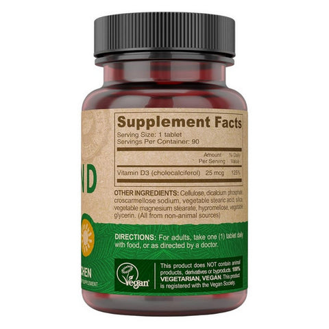 Deva Nutrition, Vegan Vitamin D3, 1000 IU, 90 Veg Tabs