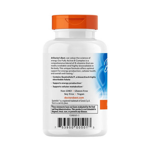 Doctors Best, Fully Active B Complex with Quatrefolic, 60 Veggie Caps