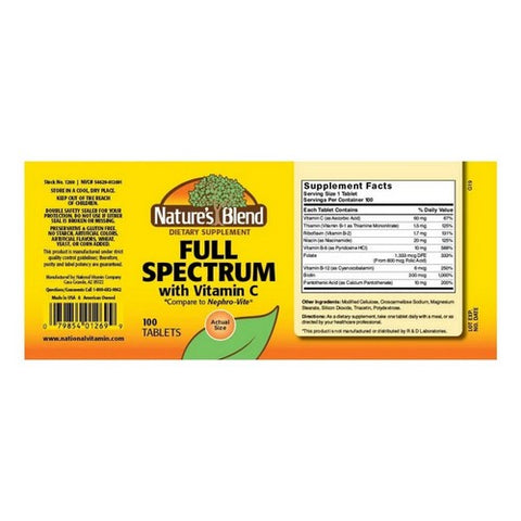 Nature's Blend, Nature's Blend Full Spectrum B with Vitamin C, 100 Tabs