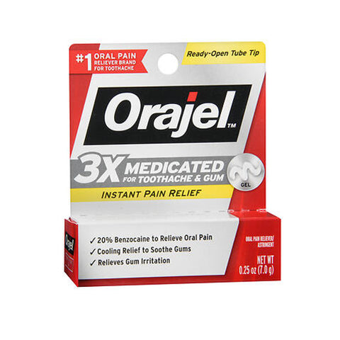 Orajel, 3X Instant Pain Relief Gel for Toothache & Gum, 0.25 Oz