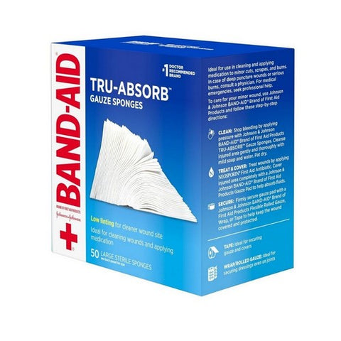 Band-Aid, Tru-Absorb Gauze Sponges Large 4 X 4 Inch, 50 Each Band-Aid