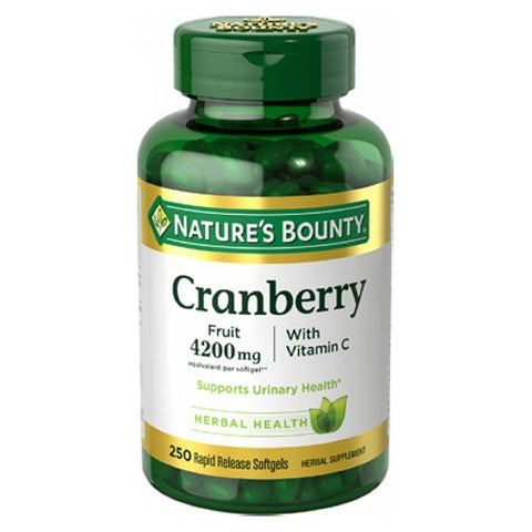 Nature's Bounty, Cranberry With Vitamin C Rapid Release, 250 Softgels