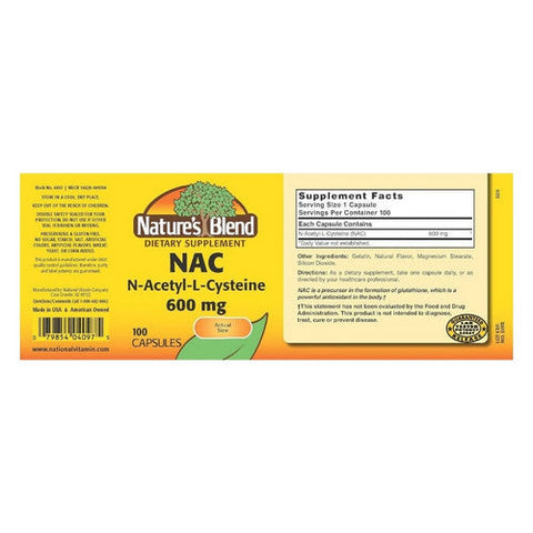 Nature's Blend, NAC N-Acetyl-L-Cysteine, 600 Mg, 100 Caps Nature's Blend