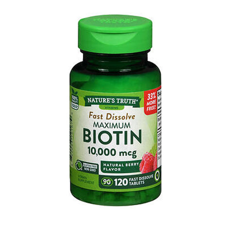 Nature's Truth, Ultra Biotin Fast Dissolve Tablets Natural Berry Flavor, 10000 mcg, 120 Tabs