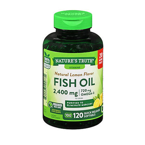 Nature's Truth, Fish Oil Quick Release Softgels Natural Lemon Flavor, 2400 Mg, 120 Caps