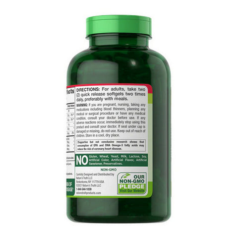 Nature's Truth, Fish Oil Quick Release Softgels Natural Lemon Flavor, 2400 Mg, 250 Caps