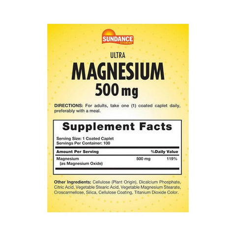 Sundance, Ultra Magnesium Coated Caplets, 500 mg, 100 Tabs