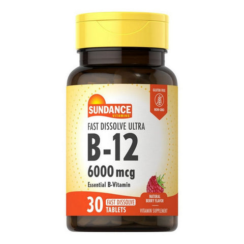 Sundance, Ultra B-12 Fast Dissolve Tablets, 6000 mcg, 30 Tabs