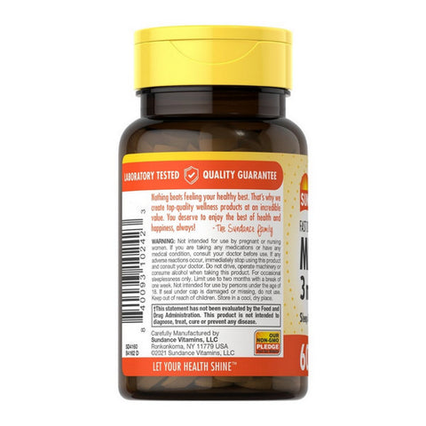 Sundance, Vitamins Melatonin Tablets Natural Berry Flavor, 3 mg, 60 Tabs