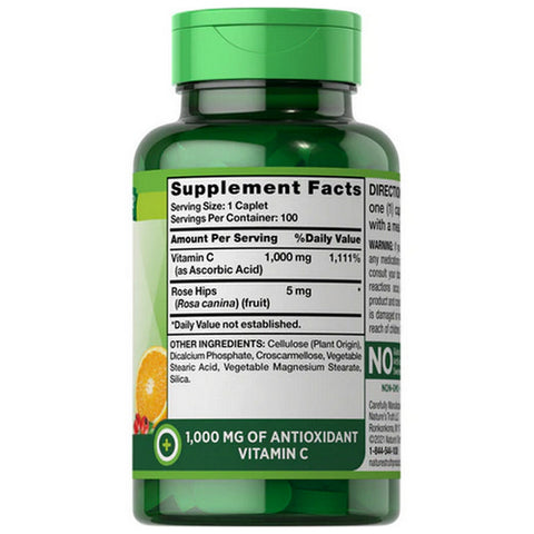 Nature's Truth, Vitamin C Plus Wild Rose Hips, 1000 Mg, 100 Tabs