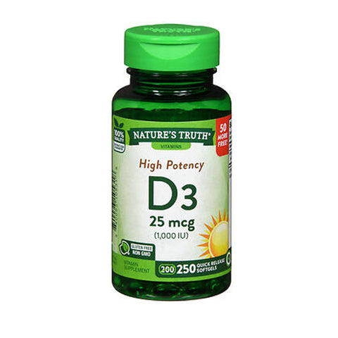 Nature's Truth, D3 Vitamin Softgels, 1000 IU, 250 Caps