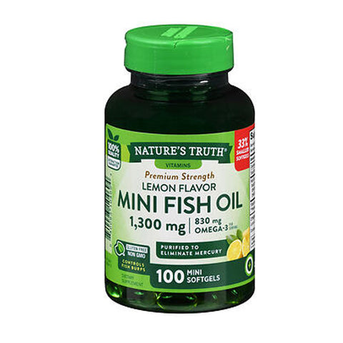 Nature's Truth, Vitamins Mini Fish Oil Softgels Premium Strength, 1300 mg, 100 Caps