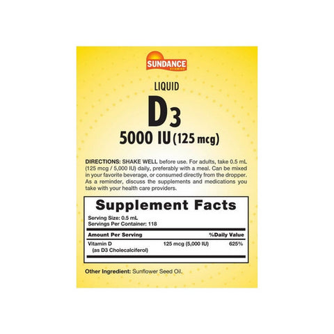 Sundance, Vitamin D3 Liquid, 5000 IU, 2 Oz