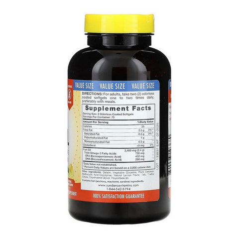 Sundance, Vitamins Odorless Fish Oil - Omega-3 Softgels, 150 Caps