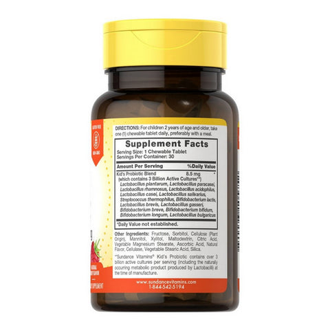 Sundance, Kid's Probiotic Chewable Tablets Natural Berry Flavor, 13 mg, 30 Each
