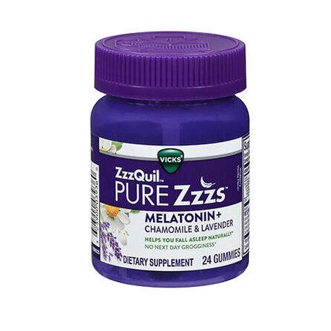 Zzzquil, Pure Zzzs Melatonin + Chamomile & Lavender Gummies Wildberry Vanilla Flavor, 24 Each