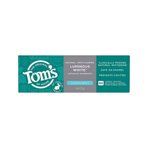 Tom's Of Maine, Luminous White Anticavity Toothpaste With Fluoride Clean Mint, 4  Oz Tom's Of Maine