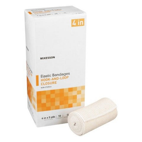 McKesson, Elastic Bandage 4 Inch X 5 Yard Single Hook and Loop Closure Tan 054, Case Of 5