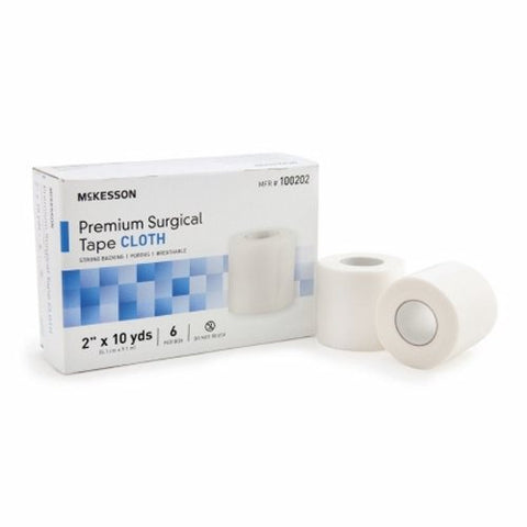 McKesson, Medical Tape McKesson High Adhesion Silk-Like Cloth 2 Inch X 10 Yard White NonSterile, Case Of 10