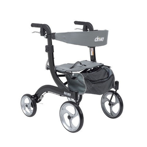Drive Medical, 4 Wheel Rollator Nitro Red Adjustable Height Aluminum Frame, Count of 1 Drive Medical