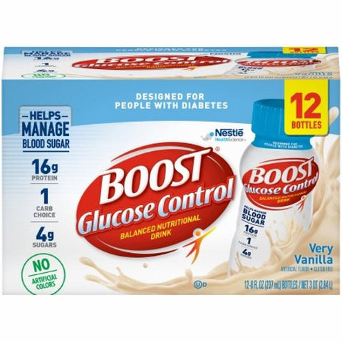 Nestle Healthcare Nutrition, Oral Supplement Boost  Glucose Control  Very Vanilla Flavor 8 oz. Container Bottle Ready to Use, Pack Of 6