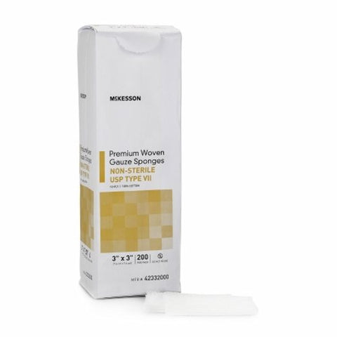 McKesson, USP Type VII Gauze Sponge McKesson Cotton 12-Ply 3 X 3 Inch Square NonSterile, Case Of 20
