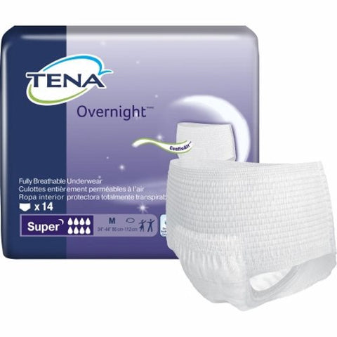 Unisex Adult Absorbent Underwear TENA  Overnight Super Pull On with Tear Away Seams Medium Disposabl Count of 14 by Tena