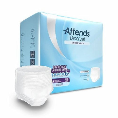 Attends, Unisex Adult Absorbent Underwear Overnight Pull On with Tear Away Seams Large, Case Of 4 Attends