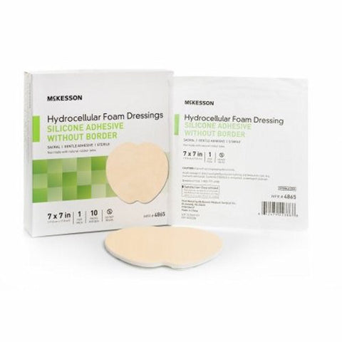 McKesson, Foam Dressing 7 X 7 Inch Without Border Film Backing Silicone Gel 4865, Case Of 20