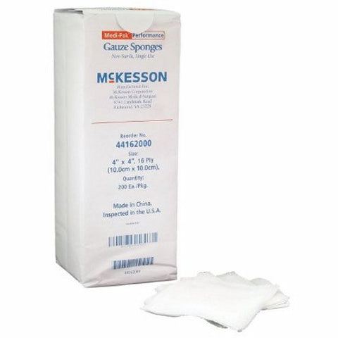 McKesson, Gauze Sponge 4 X 4 Inch 16-Ply NonSterile 44162000, Case Of 10