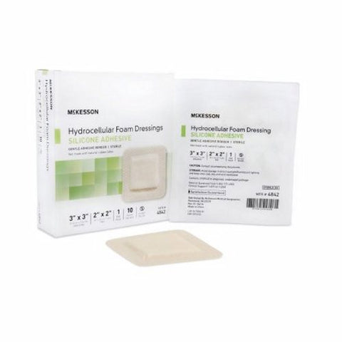 McKesson, Foam Dressing 3 X 3 Inch With Border Film Backing Silicone Gel 4842, Case Of 20