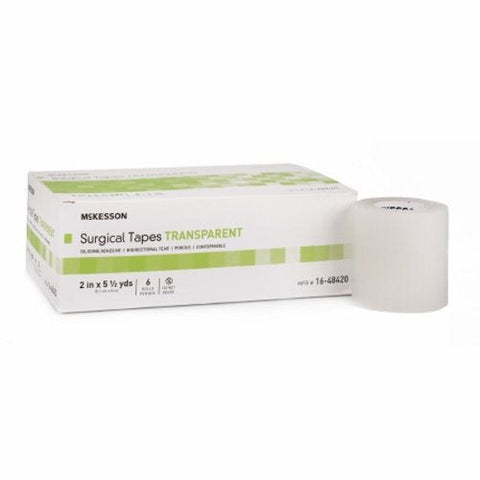 McKesson, Medical Tape Transparent 2 Inch X 5.5 Yard Plastic Silicone NonSterile 16-48420, Box Of 6 McKesson