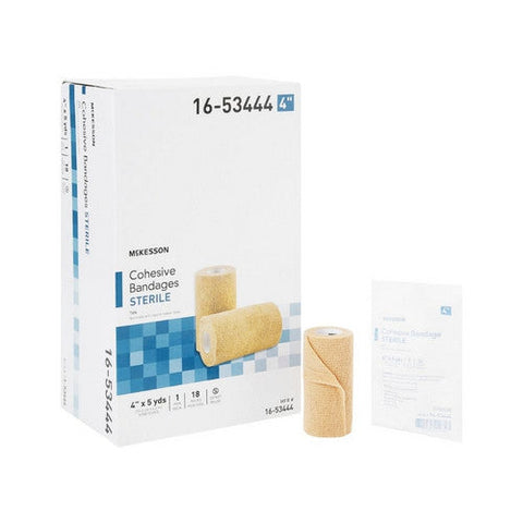McKesson, Cohesive Bandage 4 Inch X 5 Yard Self-Adherent Closure Tan Sterile 16-53444, Count of 1 McKesson