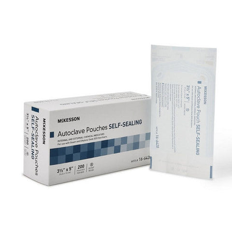 McKesson, Sterilization Pouch Ethylene Oxide EO Gas Steam 3-1/2 X 5 Inch 16-6420, Case Of 20 McKesson