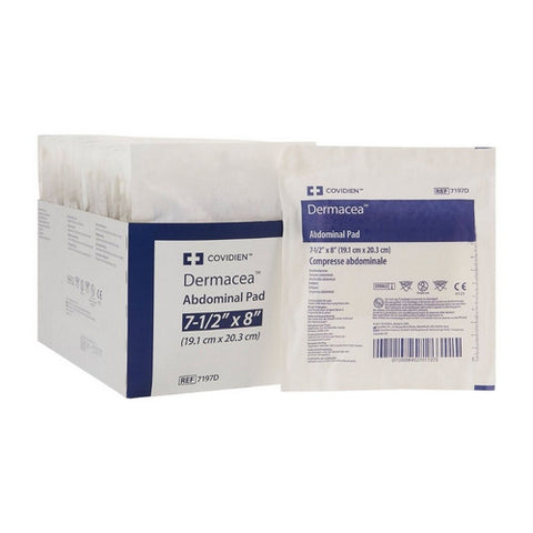 Cardinal, Abdominal Pad Dermacea NonWoven Fluff 7-1/2 X 8 Inch Rectangle Sterile, Count of 216