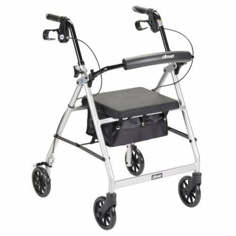 4 Wheel Rollator McKesson Silver Folding Aluminum Frame Silver 1 Each by McKesson